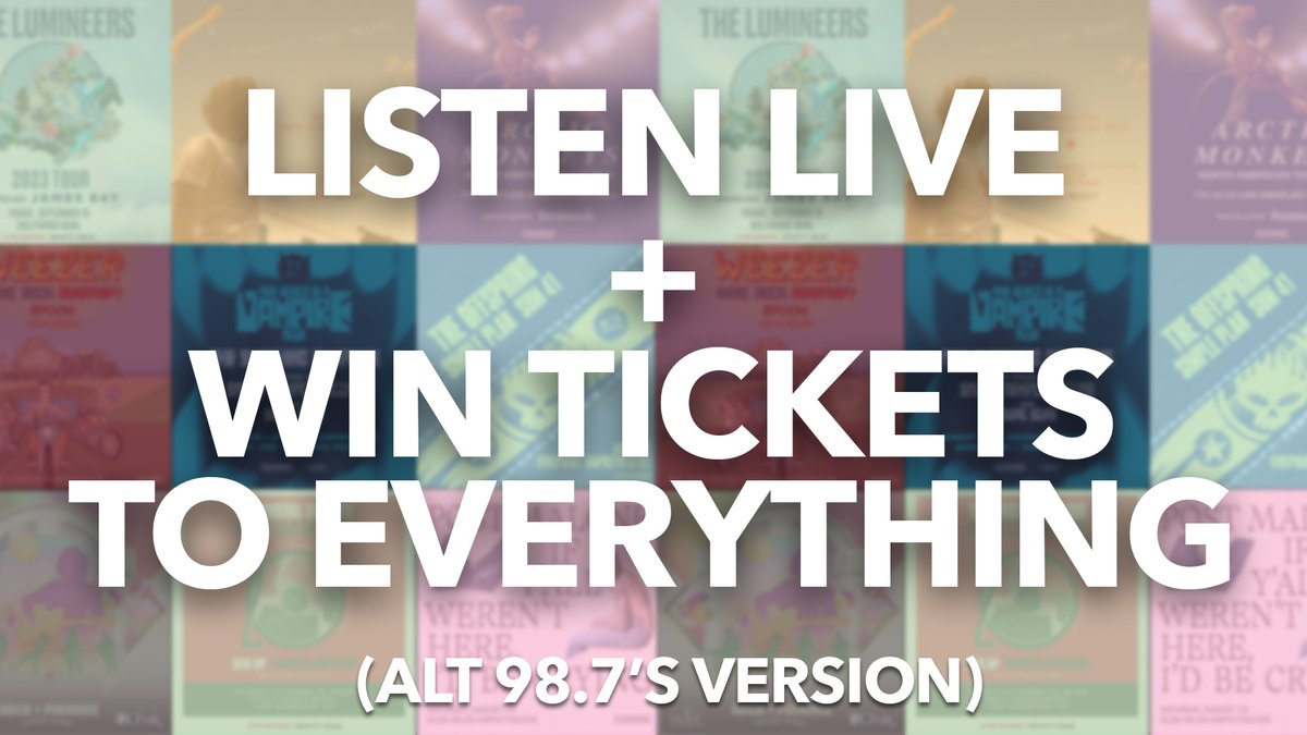 ALT 98.7 (@alt987fm) on Twitter photo We're in our winning Era! Listen live to ALT 98.7 all this week to get tickets to EVERYTHING...like The Offspring, Beck & Phoenix, Smashing Pumpkins, The Postal Service & Death Cab For Cutie, Weezer, The Lumineers, Arctic Monkeys, Post Malone or Incubus! 
alt987fm.com/listen We're in our winning Era! Listen live to ALT 98.7 all this week to get tickets to EVERYTHING...like The Offspring, Beck & Phoenix, Smashing Pumpkins, The Postal Service & Death Cab For Cutie, Weezer, The Lumineers, Arctic Monkeys, Post Malone or Incubus! 
alt987fm.com/listen