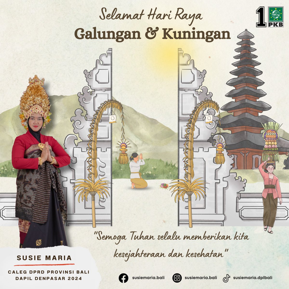 susiemaria05's tweet image. "Selamat Hari Raya Galungan dan Kuningan. Numbas pajeng ring Kedonganan, memargi nyambi numbas ajengan. Rahajeng Galungan lan Kuningan, dumogi iraga sareng sami nemu kerahajengan."
#harigulungandankuningan 
#bali 
#denpasarbali 
#pkb2024