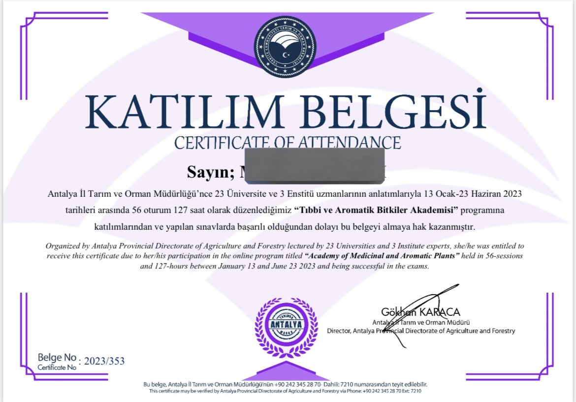 <a href="/antalyailtarim/">Antalya İl Tarım ve Orman Müdürlüğü</a> <a href="/ibrahim_irmak/">İbrahim Irmak</a> <a href="/gokhankaraca_/">Gökhan Karaca</a> <a href="/ELFAKKAYA6/">KAMU MÜHENDİSİ ELİF AKKAYA</a> <a href="/Chaladcl/">Chala.dcl</a> 
Antalya İl Tarım ve Orman Müdürlüğü ekibine, değerli hocalarımıza ve emeği geçen herkese çok çok teşekkürler 💐
#Belgemgeldi 
#Tabakademisi 
#GelecekTarımda