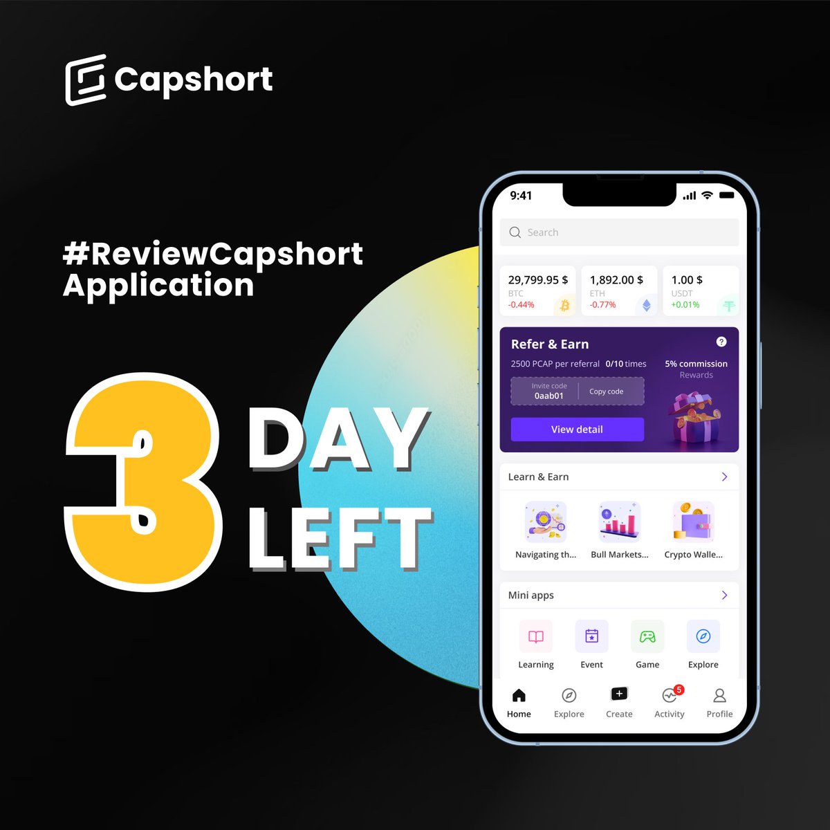 💌 You received a message from Capshort

3 days a countdown for the Review Capshort Application event. Drop your video link in the comment below to give everyone 1 more view.

📍 Details: bit.ly/3PW5yw5

#Capshort #SocialFi #app #blockchain #event