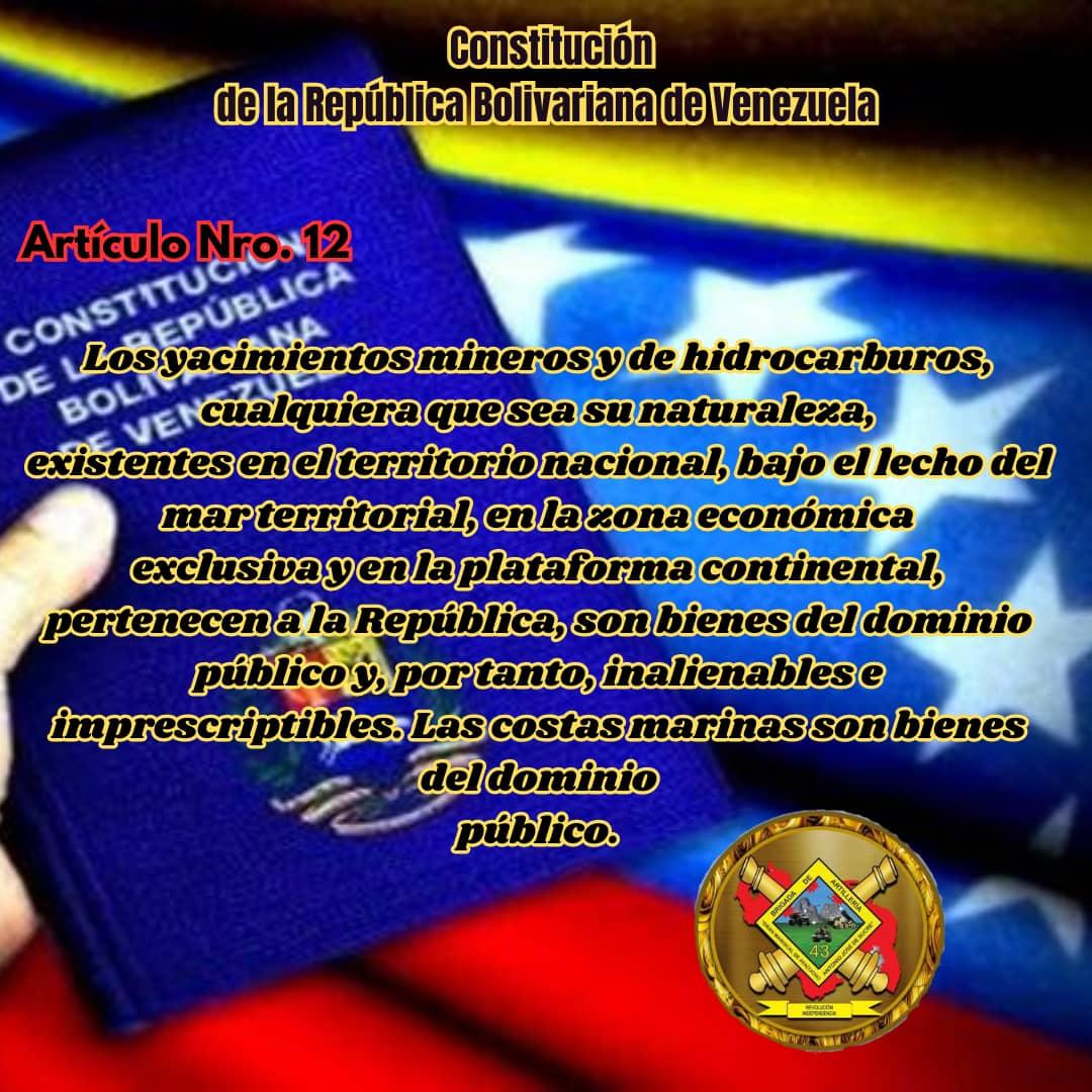 Artículo Nro. 12 de la Constitución de la República Bolivariana de Venezuela.
Son Bienes de Dominio Público de la Nación.