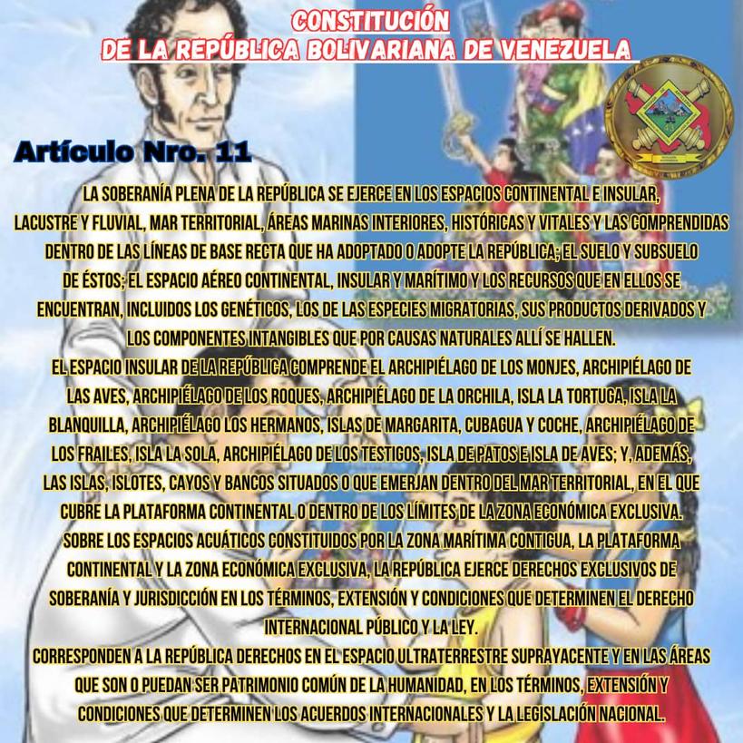 Artículo Nro. 11 de la Constitución de la República Bolivariana de Venezuela.
La Soberanía Plena.