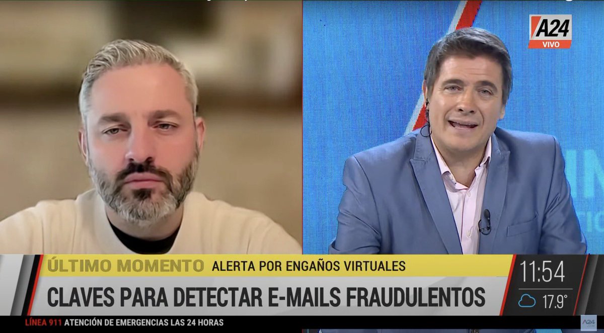 Recién en #A24 junto a #GuillermoAndino y equipo, hablando sobre #Phishing y el #MetodoPICO para evitar ser víctimas
A seguir #concientizando 💪🏻

#ciberseguridad #concientizacion #awareness