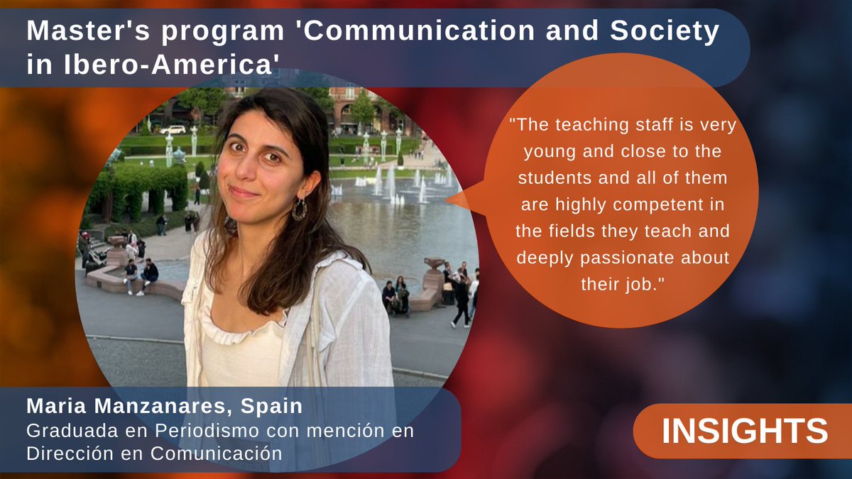 hcias_unihd's tweet photo. Students of the Master's program 'Communication and Society in Ibero-America' share their experiences! Discover more insights 👉 https://t.co/lWsdzdecDT
Application period is still open!
Learn more about the master’s program: https://t.co/VFpH6yLdAR
#studyathcias #hcias_macs https://t.co/CLcV0qlxSc