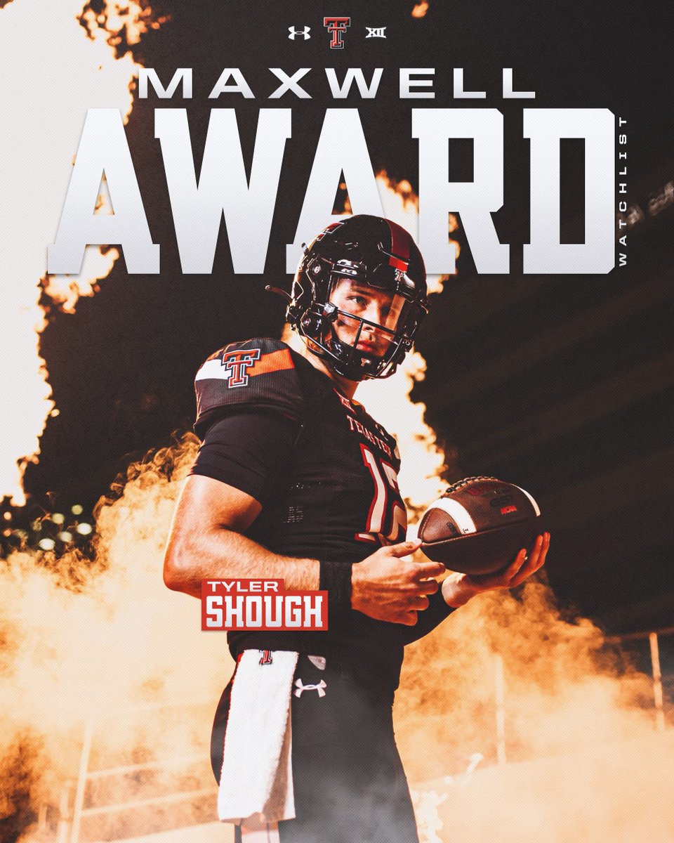 TexasTechFB's tweet photo. Watch list szn is here 🏆

Maxwell Award ➡️ @tylershough2 

#WreckEm | #WhatsNexŦ https://t.co/vGCQuHwD4W
