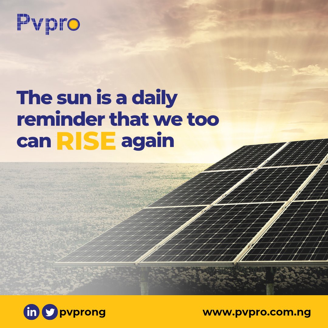 pvprocomng's tweet photo. #MondayMotivation
Todays' inspiration reminds us of the limitless potential of solar energy and that we too can RISE, just like the Sun.
#solarenergy #solarenergysolution #BBNaijaAllStars #pvpro #renewableenergy The X #solarforhome #solarforall #IRENGA #solarcompanyinlagos https://t.co/GjVeBIdtdg