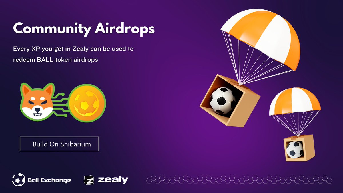 Hey, #ShibaArmy 🐶

We are officially live on <a href="/zealy_io/">Zealy</a> 

You can now complete our  Quests on Zealy.
Every XP you get in Zealy can be used to redeem $BALL token airdrops

🎖️Join Now : zealy.io/c/ballexchange

#Shibarium #SummerOfShibarium #ShibaArmy #Airdrop #Airdrops