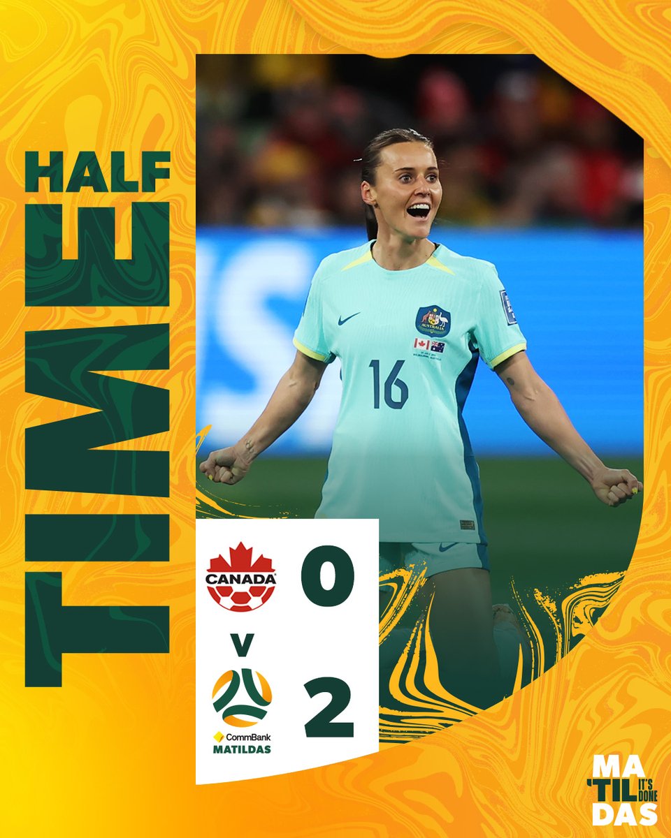 HT | Well that was a rollercoaster of emotions 😅

We lead in Melbourne thanks to a Hayley Raso Brace! 

#Matildas #FIFAWWC #TilitsDone
