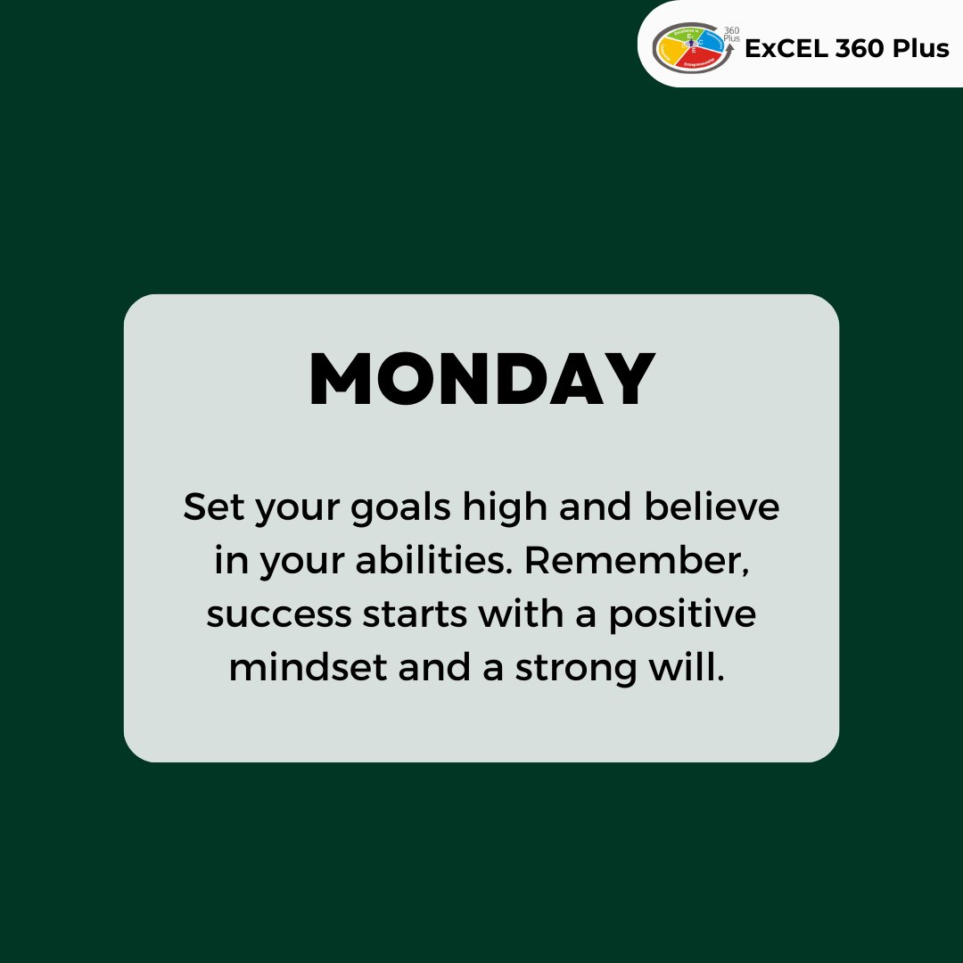 Embrace the new week with determination and enthusiasm.

Set your goals high and believe in your abilities. Remember, success starts with a positive mindset and a strong will.

Let's make this week one of productivity, growth, and achievement!

#MondayMotivation #StartStrong