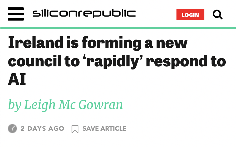 This new council will be chaired by none other than our latest podcast guest, @ScanlonPatricia! Check out what she had to say about the future development of AI here: pod.fo/e/18f7fe And read all about the new council over on @siliconrepublic: siliconrepublic.com/machines/irela…
