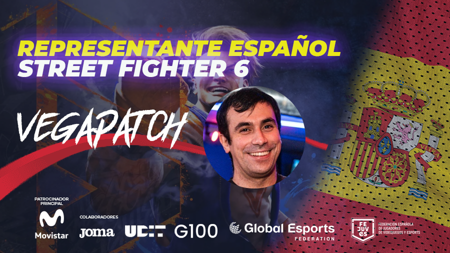 ¡Enhorabuena <a href="/Vegapatch/">VegaPatch</a> 🇪🇸!💪
Representante de España para las 
finales del Mundial de Riad del 11 al 16 de diciembre 2023 <a href="/GE_Federation/">Global Esports Federation</a> 🏆
¡Gracias <a href="/MadridFGC/">MadridFGC</a> y a todos los participantes! 🥊💥🏆