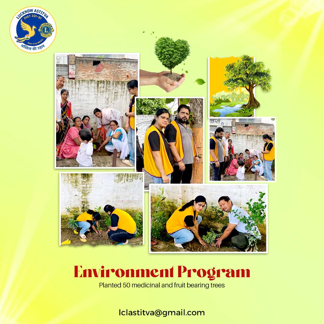 #LionsClub #Lucknow #Astitva, on the call of our multiple 321, for better #environment,🌳🌱 planted 50 medicinal and fruit bearing trees ata Yoga Center in Indiranagar.Under Presidentship of Prakirtita Damodar Pandey facebook.com/prakirtita.pan…