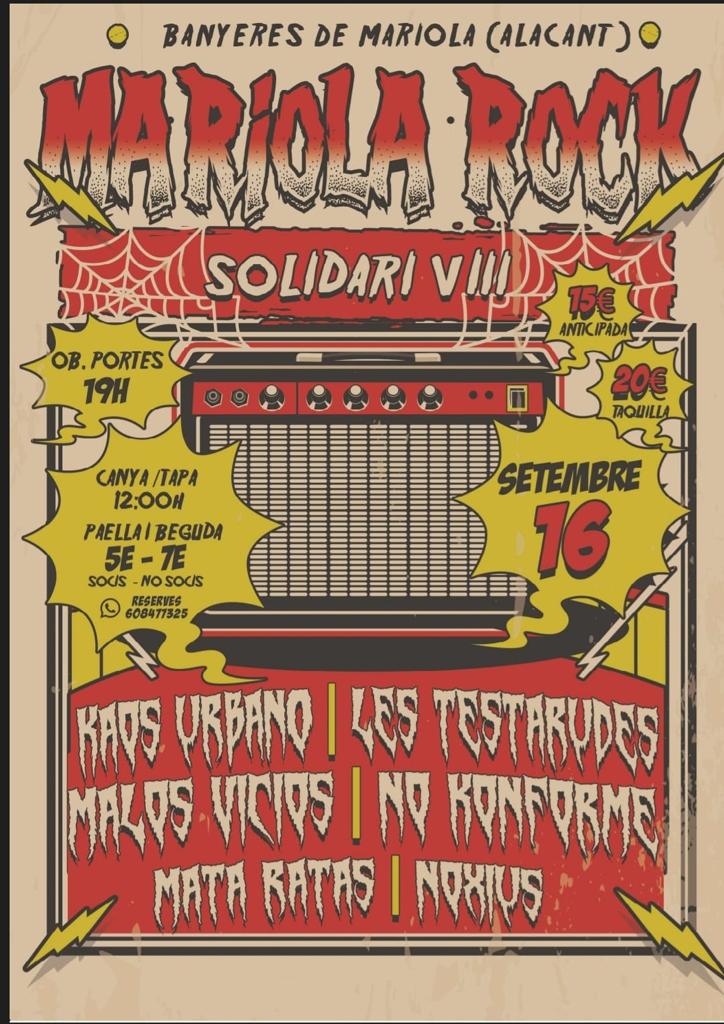 🤘🏼 ¿Quién se apunta?

📌 Banyeres de Mariola (Alacant)
📆 Dissabte 16 de setiembre a les 19h
🎟️entradium.com/events/mariola…