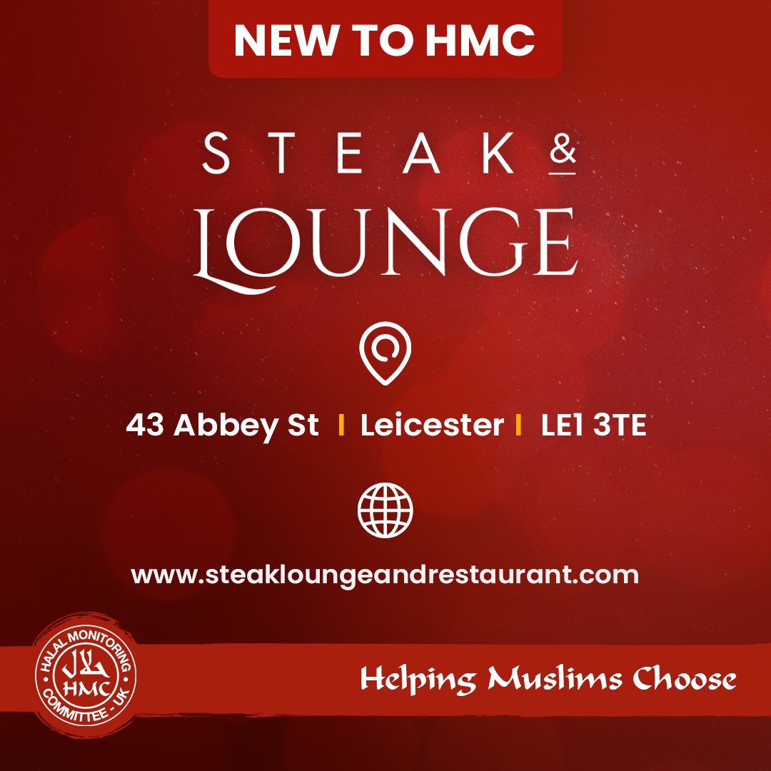 HMC_UK's tweet photo. Introducing Steak & Lounge - HMC Certified!
.
ππ½οΈ Finest Steaks, Burgers & Drinks! π»π Indulge in a culinary experience like no other! Juicy Steaks, delectable Burgers, wide menu! ππΏ Visit for an unforgettable Halal dining adventure! #SteakAndLounge #HMCcertified https://t.co/KrKWDmiMbe
