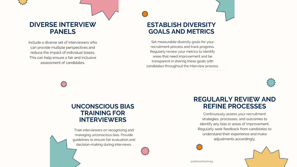 latinasintechnc's tweet photo. 🌟Wrapping up #LatinasInTechAllyshipMonth! 🫶 

Recruiting practices that promote #diversityandinclusion &amp; help avoid #unconsciousbias are crucial in creating equitable opportunities for #BIPOC candidates. See the best practices to consider.

#AllyshipMatters  #TogetherWeRise https://t.co/gWpxskk2z8