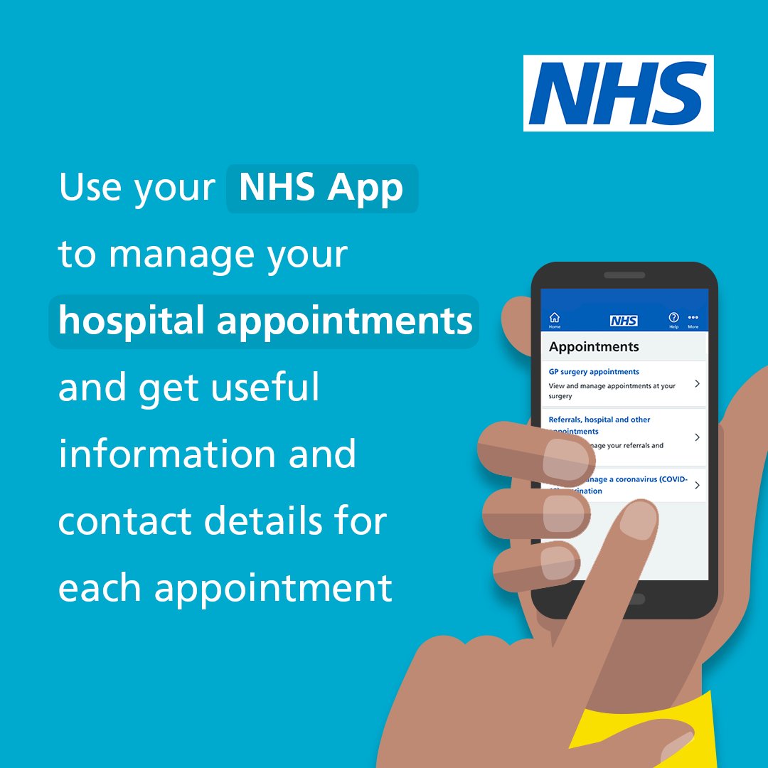 You can use your NHS App to book your first hospital or clinic appointment when you’ve been referred by your GP.

Download the NHS App now ➡️  nhs.uk/app