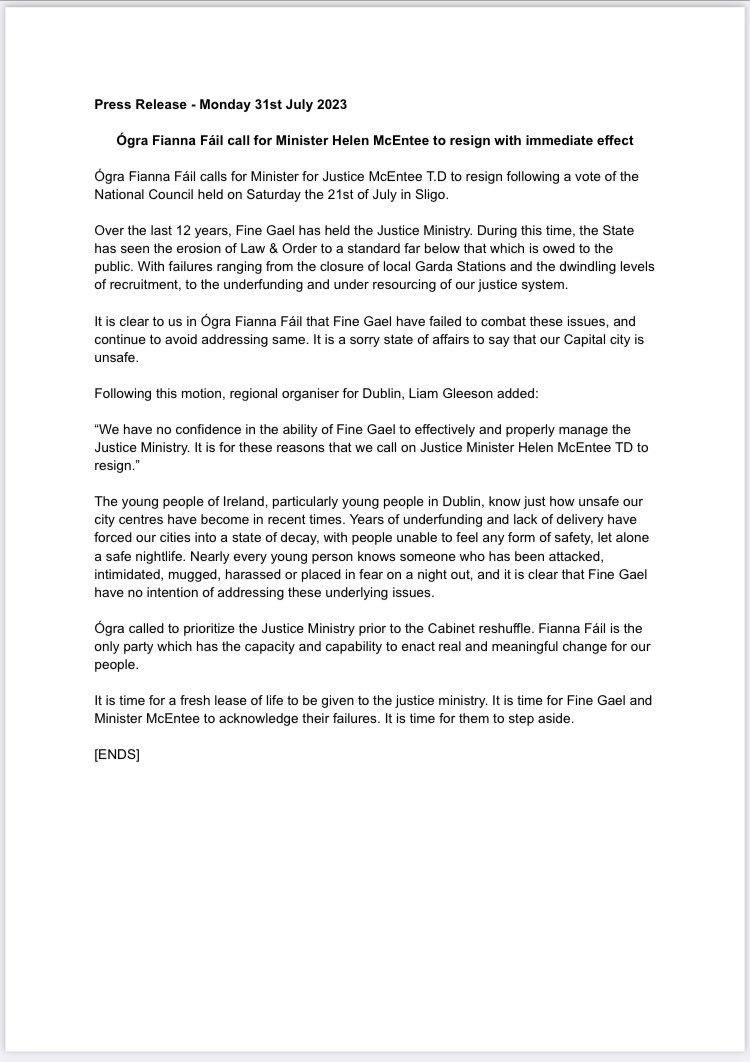 OgraFiannaFail's tweet photo. 🚨We are calling for @HMcEntee to resign with immediate effect 🚨 

read more below👇 https://t.co/h7E2n7COFq