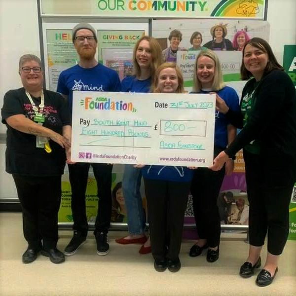 SouthKentMind's tweet photo. This morning we took a wander to @asda #folkestone to say a massive thank you to @AsdaFoundation 

We have been awarded a #CostofLiving Grant for £800! We're very grateful for this grant as it means we can continue to support people who may be struggling with their #mentalhealth https://t.co/8lyzNuwIgK
