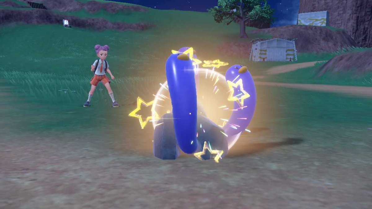 ShinyEvander's tweet photo. Not long after finding 푸딩, I was able to find my #ShinyPokemon Wugtrio. Took on the fire star battle... My water noodles took care of things to make it 12/18. Meet 냉면 (Naengmyeon), the Wugtrio. 66% finish. One last leg to go! #PokemonScarlet #shinybadgequest https://t.co/Ci2kbqcwWm