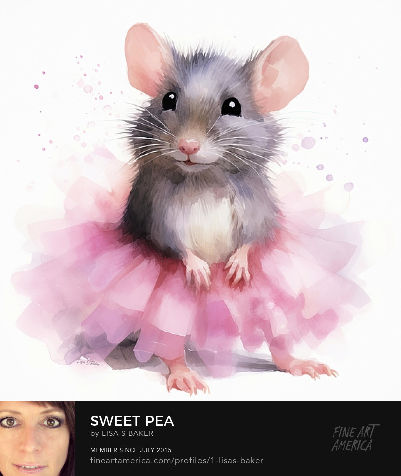 Sweet Pea ~~ get this cutie here: 1-lisas-baker.pixels.com/featured/sweet…

#rat #tutu #ballerina #cute #art #artwork #watercolor #sweet #adorable #buyintoart #ayeraforart #collectart #kidsdecor #fun #smile