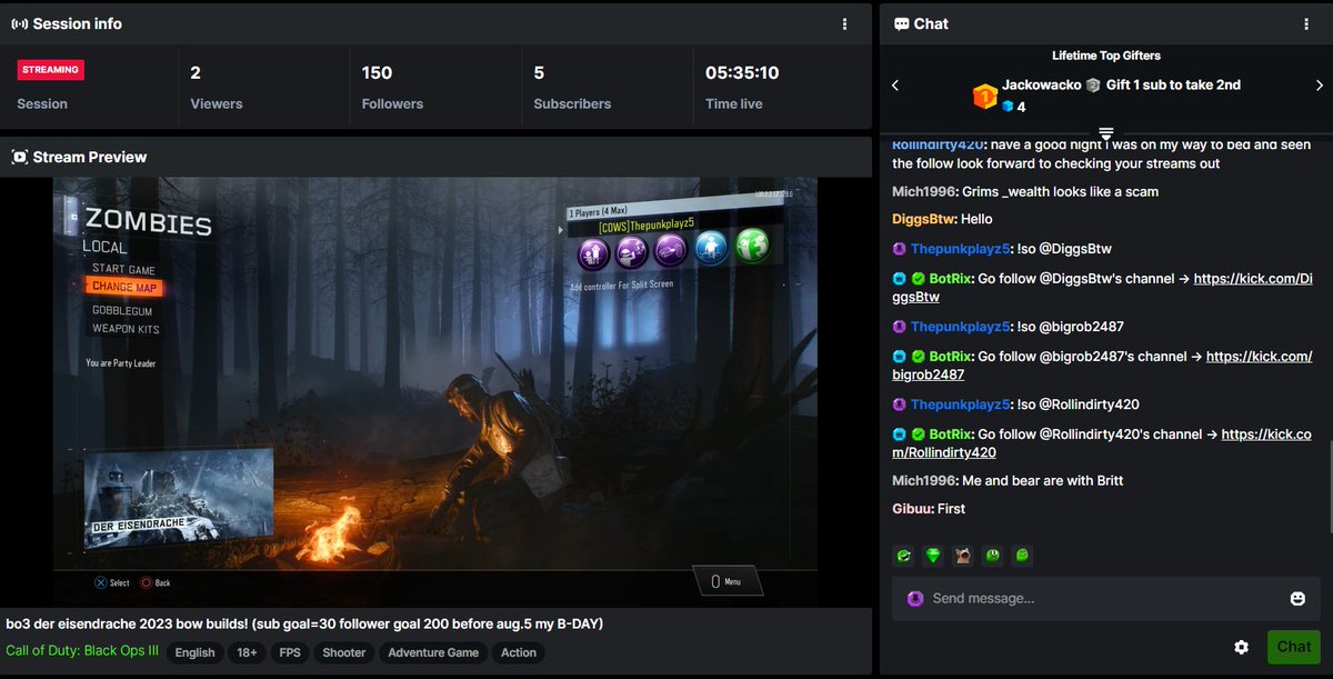 thepunkplayz5's tweet image. come join me while we game out on bo3 der eisendrache in 2023 getting the bows built and seeing how far we can make it live now! kick.com/thepunkplayz5 #SPOTEMGANG @SpotemGang @kickgrower @KickLiveStreams #bo3zombies #dereisendrachelive #zombiesstream #bo3stream retweet for me!!