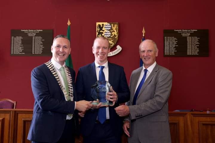 Extremely surprised and grateful to accept this lovely glass piece on behalf of the <a href="/CavanDublin/">Cavan/Dublin Network</a> from <a href="/cavancoco/">Cavan County Council</a> at a Civic Reception on Fri 28th July. The reception was to honour the Cavan societies and twinning organisations across the world as part of <a href="/cavancalling/">Cavan Calling</a>