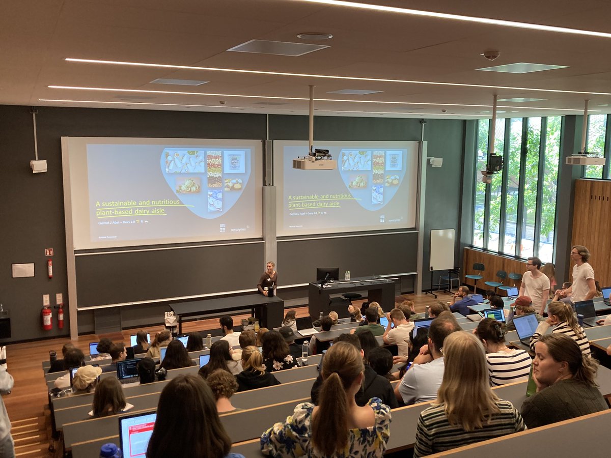 Today we are <a href="/DTUtweet/">DTU</a> together with 3 industry partners to pitch an #innovation challenge to 800 students. In 3 weeks we look forward to nxt gen researchers ideas around 🌱 based dairy products #DTU #Novozymes #Biosolutions