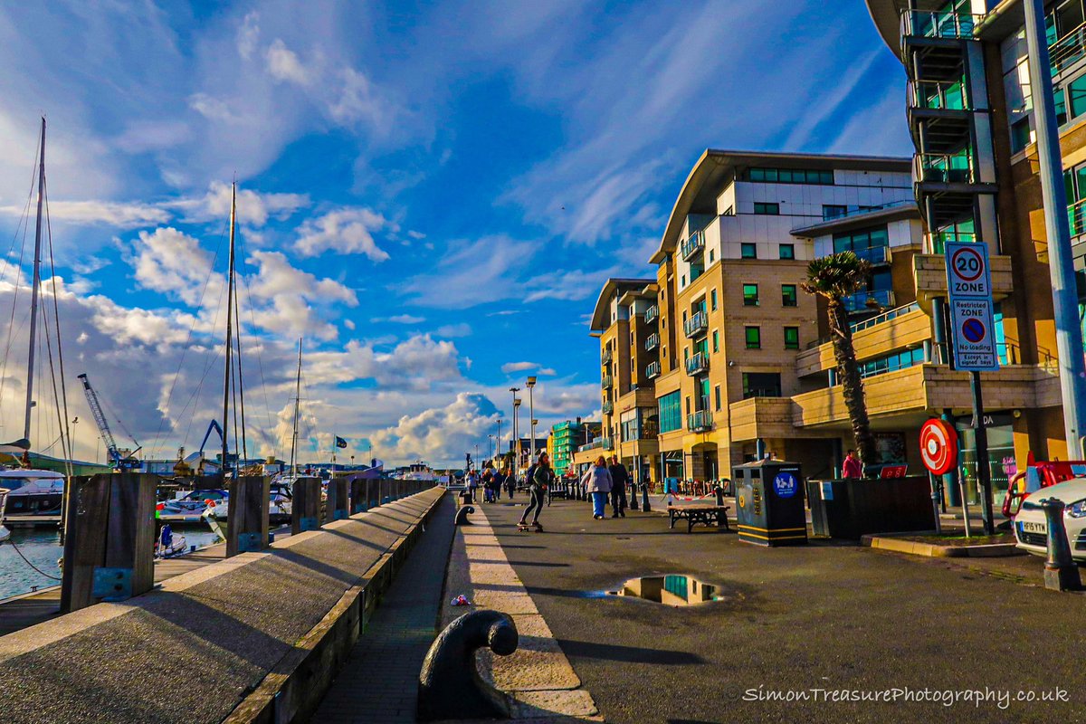 Poole Quay, a while back #poolequay #poole #lovepoole #bournemouthecho #outandabout #dorset #Reflection #puddle  #buildings #sky #clouds #boats #marina
