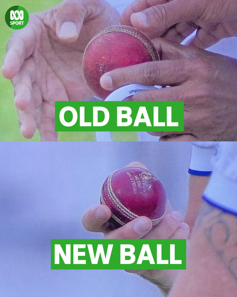 🤔 My understanding is it's meant to be like for like when you change the ball.

They don't look the same at all! Very curious.

(📷 Images courtesy Channel 9)

Follow our live blog here: bit.ly/47dMr72