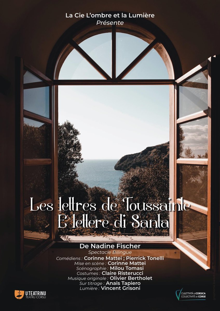👉Jeudi 3 Août 21h, #THÉÂTRE.
« Les lettres de Toussainte - 
E lettere di Santa », 
📍place de la mairie, village.
Spectacle sous titré corse/français.
De Nadine Fisher, avec Corinne Mattei et Pierrick Tonelli.
#vescovato 
#uviscuvatu
#corse
#corsica