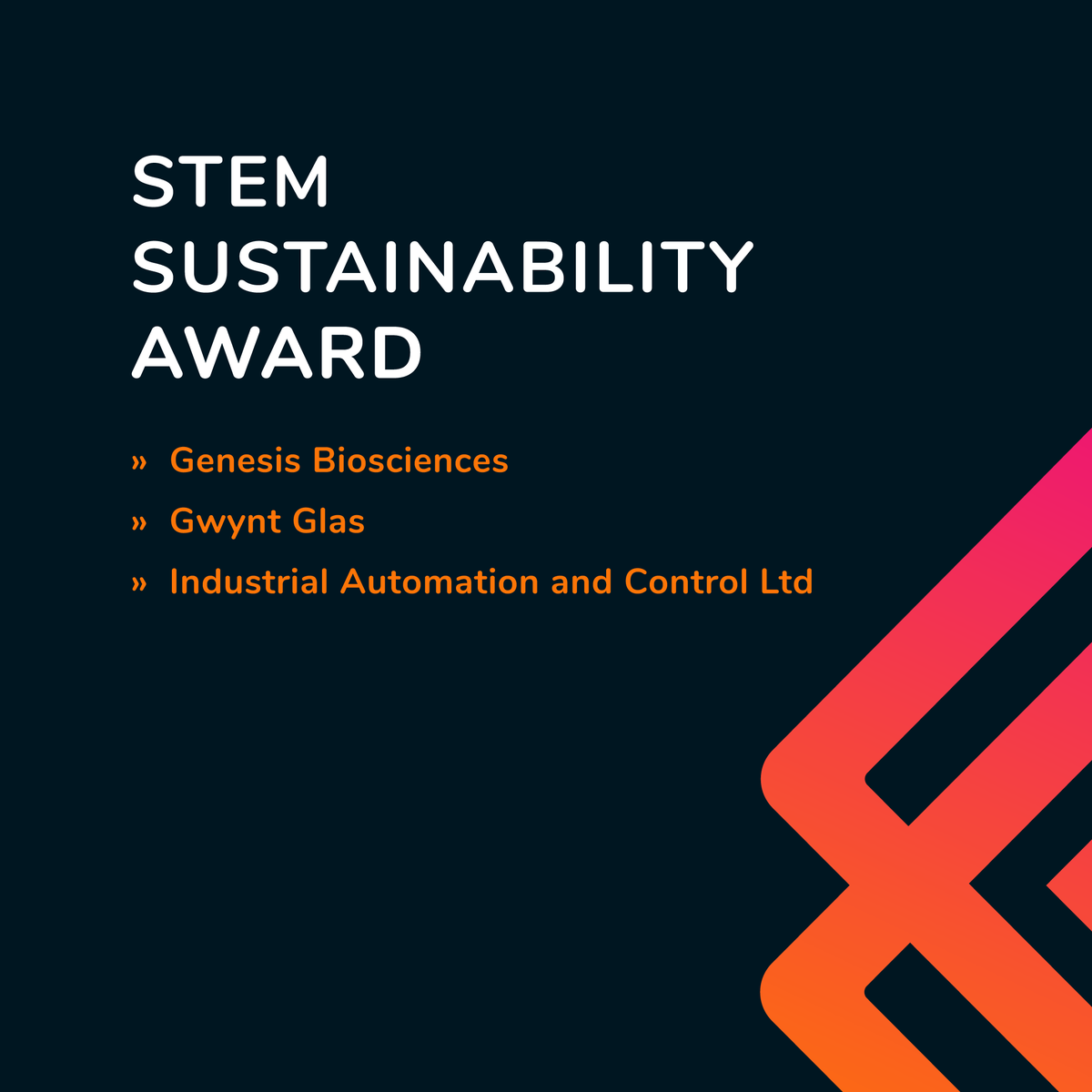WalesStem's tweet photo. Congratulations to our STEM Sustainability Award finalists:
⭐ @Genesis_Bio  
⭐ Gwynt Glas @EDF_Renewables 
⭐ @IAC_Group 
#STEMSustainability #WalesSTEMAwards #WalesSTEM https://t.co/tJKmzJca1w
