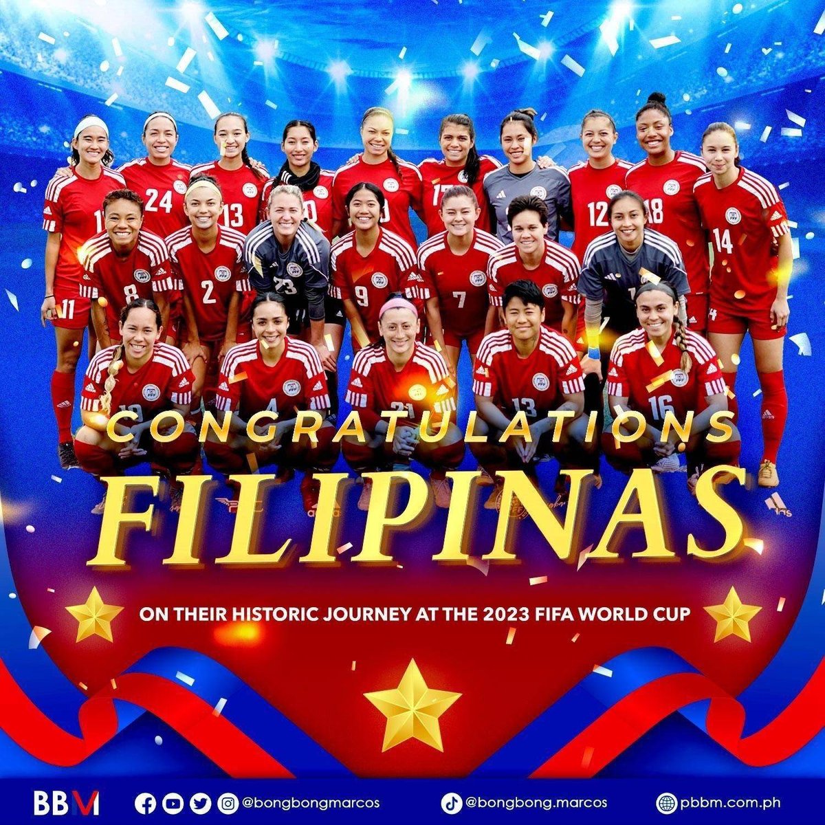Congratulations, Filipinas, on your remarkable journey in the 2023 FIFA Women's World Cup!

Let this be the first of many victories. Our government will continue supporting our athletes towards more success in different sports! 🇵🇭