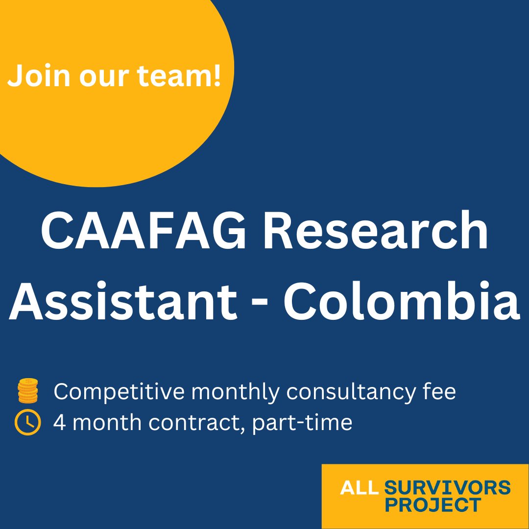 🚨 All Survivors Project is hiring 🚨

We are looking for a National CAAFAG Research Assistant – Colombia.

More details here: allsurvivorsproject.org/wp-content/upl…
