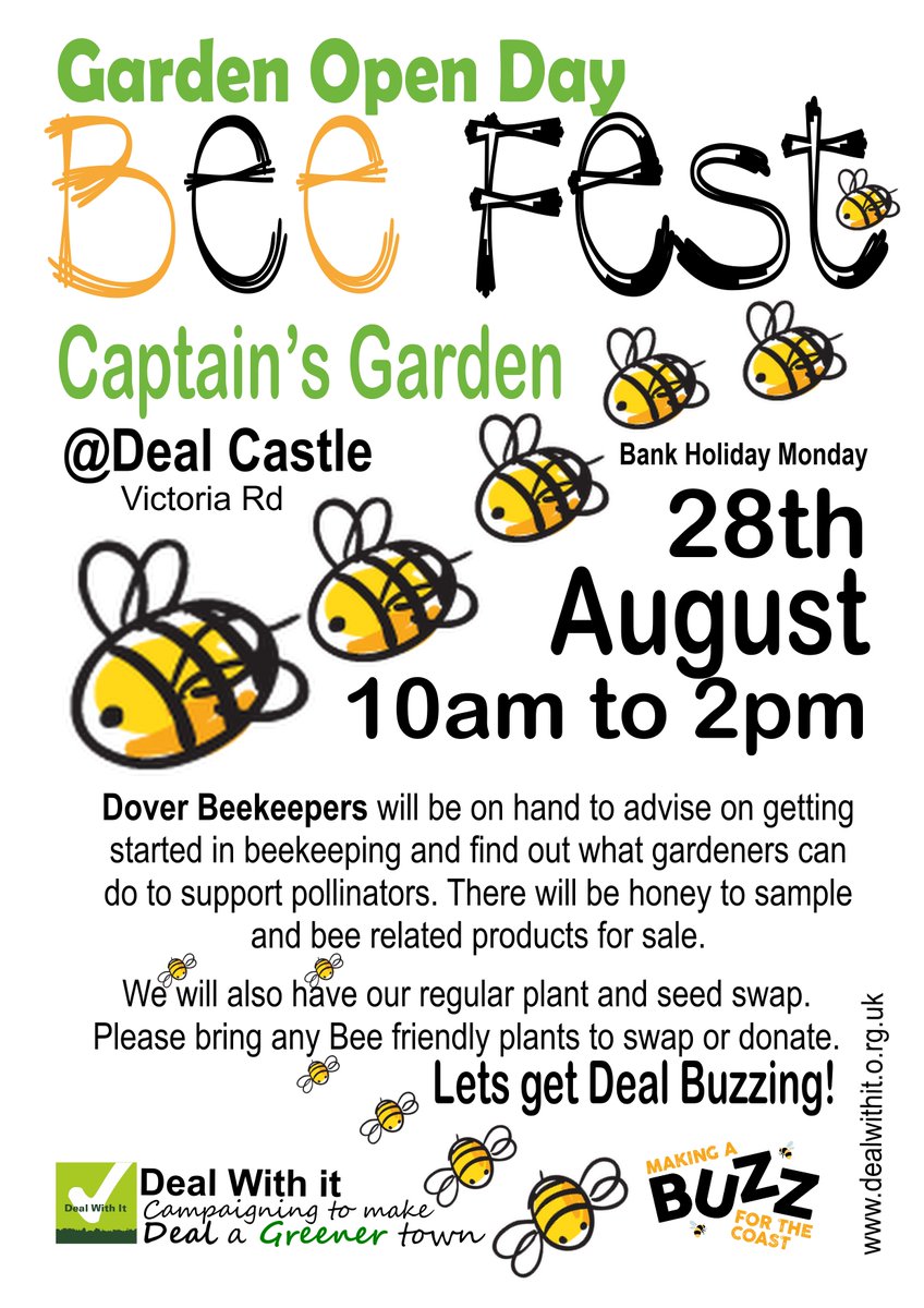 Next Open Day at the #CaptainsGardenDeal will be on Bank holiday monday 28th August and its our BeeFest @sandowncastle1 @DoverDC