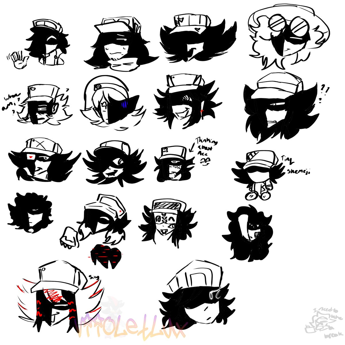 Viioletlux's tweet photo. I drew the tiny, yet funny poorly drawn headshots. And i add a funny spin! (Imma take a small break)
#HARTOSWEEP #ELIYASSWEEP #GLEDSWEEP #FAULTYREDSWEEP #RILLONSWEEP #PROXXSWEEP #DAYDENSWEEP #DRAKOSWEEP #DAMIENSWEEP
(I don't feel like typing im sorry-) https://t.co/QKxptUZwHr