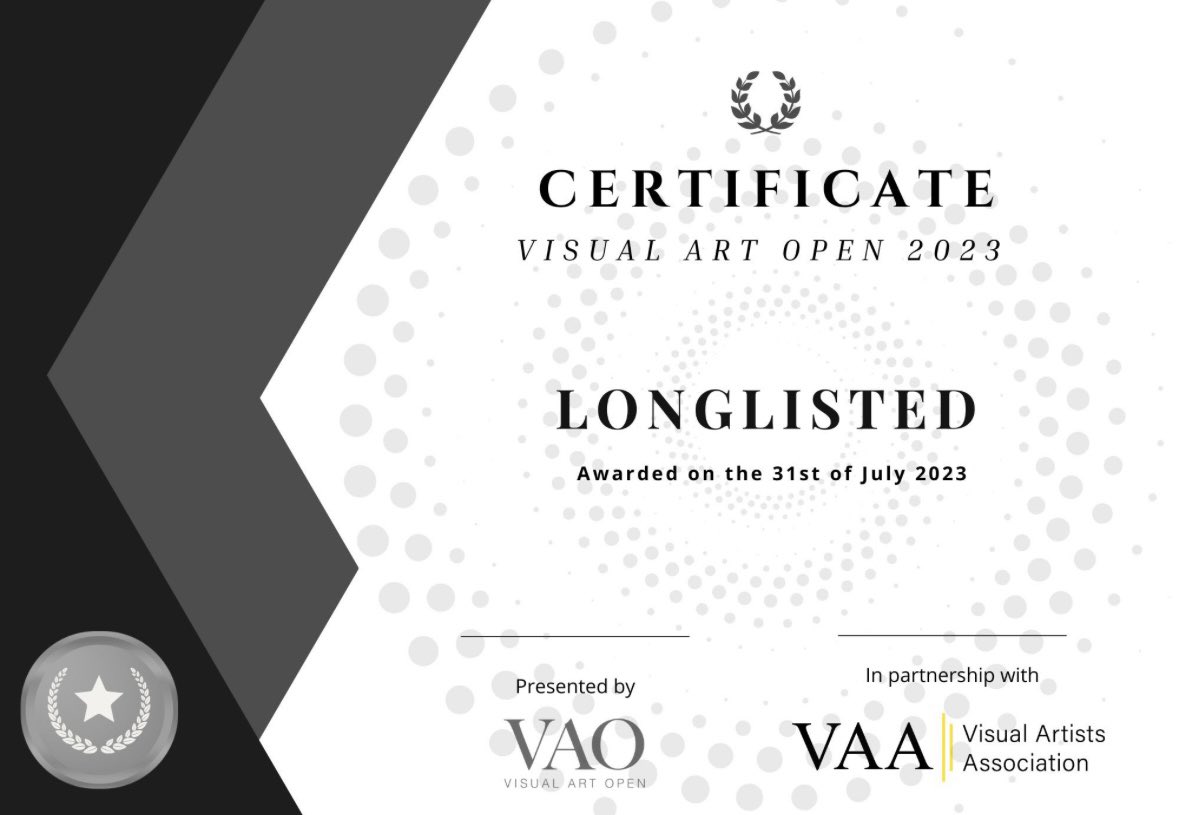 Thanks to judges for including me in this long list. Lovely news for a Monday morning and end of July. Congratulations to other long list artists 🦋🎉