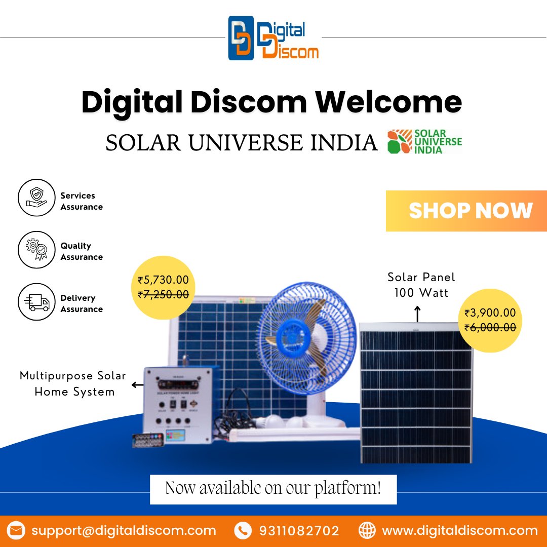 DigitalDiscom's tweet photo. Embrace a greener, more cost-effective future with @Solaruindia's top solar solutions.

High-performance solar panels, solar inverters, and solar batteries - exclusively at Digital Discom.

Shop now and enjoy discounts of up to 50%

Visit now: https://t.co/BbaMYuvt5X
.
.
#ShopNow https://t.co/pasogZSsGg