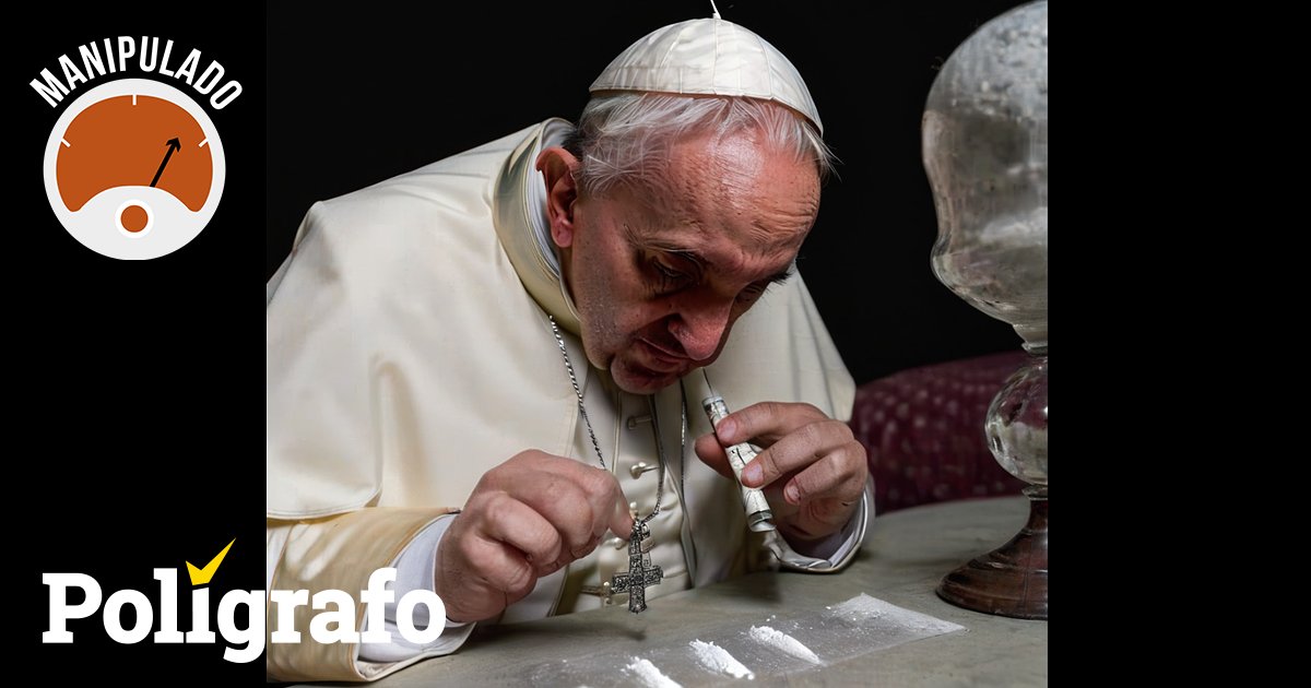 JornalPoligrafo's tweet image. Esta fotografia do Papa Francisco a "snifar" cocaína é autêntica? poligrafo.sapo.pt/fact-check/est…