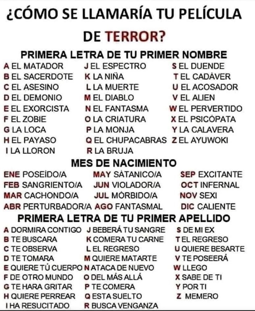 culturaliteral1's tweet photo. ¿Cómo se llamaría tu película de terror? ✍️📽️ https://t.co/1IVUlc6S6K