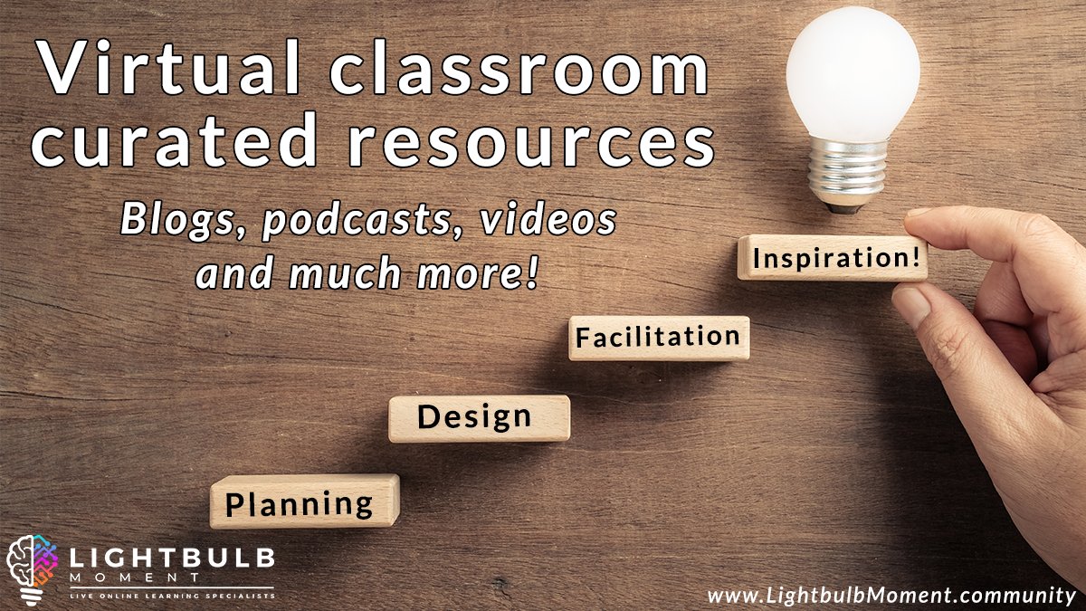 We have a huge list of resources to help boost your #VirtualClassrooms and live online offerings!

We cover: Online facilitation; design; engagement; hardware options; best practice and so much more!

🧠Discover it all here - lightbulbmoment.community/groups/opencom…

#VILT #RemoteLearning