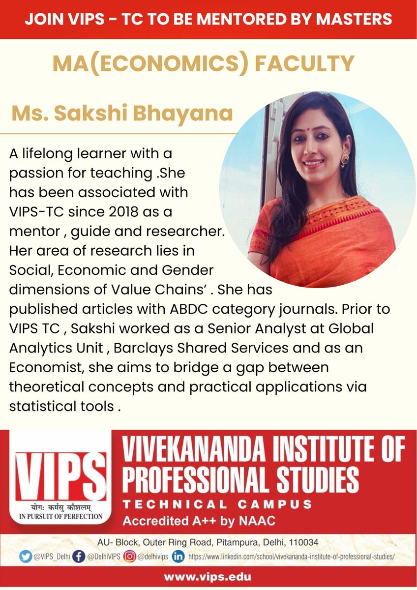 VIPS_Delhi's tweet photo. #JoinMAEconomics at VIPS-TC.
#AdmissionsOpen #GGSIPU #studyeconomics #AICTE #iimcalcutta #BombayUniversity https://t.co/IF3MEc4gA2