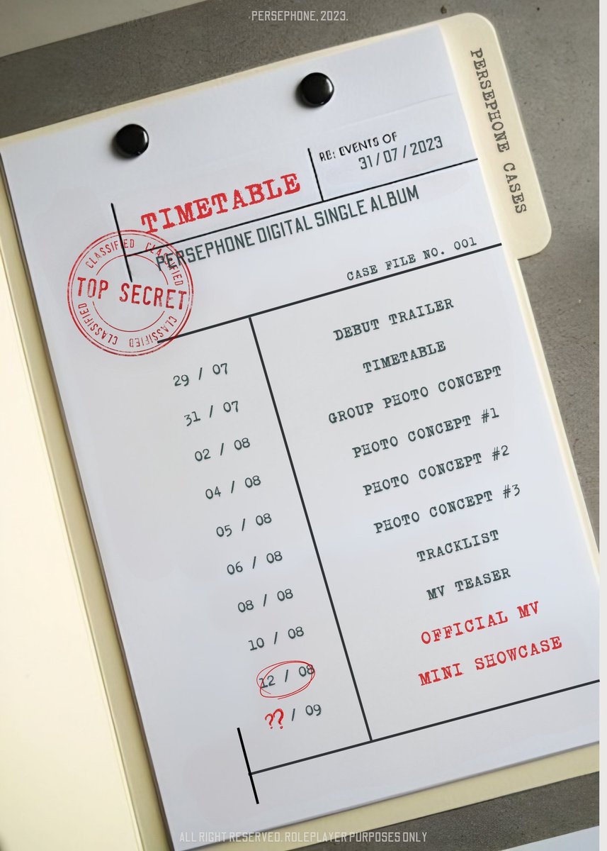 ㅤㅤ

ㅤㅤ ㅤYou all are the 𝙥𝙡𝙖𝙘𝙚𝙨,
ㅤㅤ ㅤIn which 𝙒𝙀 have left our 𝙝𝙚𝙖𝙧𝙩.

ㅤㅤ ㅤ𝐆𝐔𝐈𝐃𝐄 𝐓  —————  𝐎 𝐇𝐎𝐌𝐄 : ❁
ㅤㅤ ㅤㅤㅤㅤㅤ  2023. 08. 12

ㅤㅤ ㅤ #PERSEPHONE #CASE001
ㅤㅤ ㅤ #TIMETABLE

ㅤㅤ