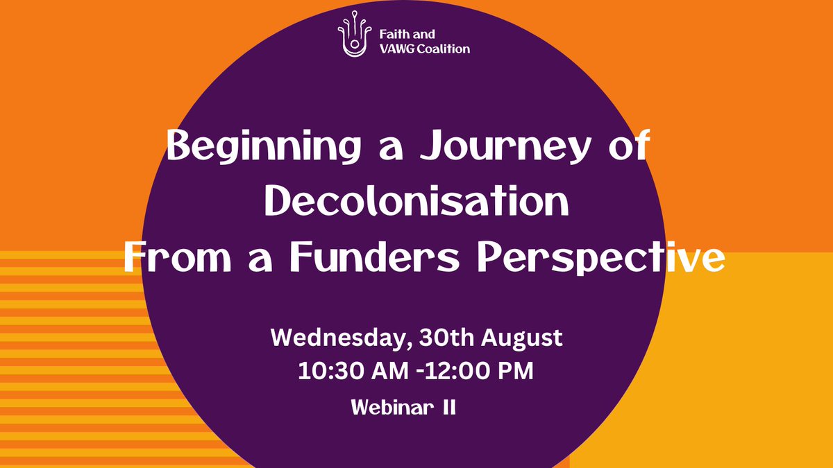 faithandvawg's tweet image. Enjoy our last webinar? Great news! We have another coming up 'Beginning a Journey of Decolonisation from a Funders Perspective' Wednesday 30th August 10:30am-12pm. Be sure to sign up below:
eventbrite.co.uk/e/beginning-a-…
#Decolonisation #VAWG #Funding