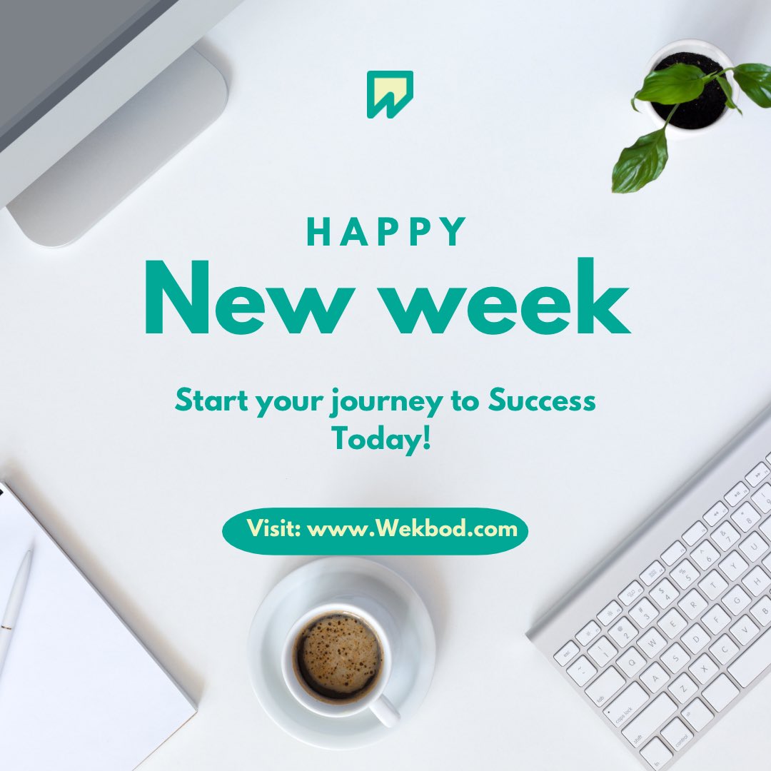 wekbod's tweet photo. Happy New Week!
Wishing all our amazing job seekers and employers a fantastic start to the week on Wekbod! May this week be filled with exciting opportunities and successful matches for everyone. #NewWeekNewOpportunities #WekbodJobs #CareerSuccess https://t.co/cSHrtu6Yk6
