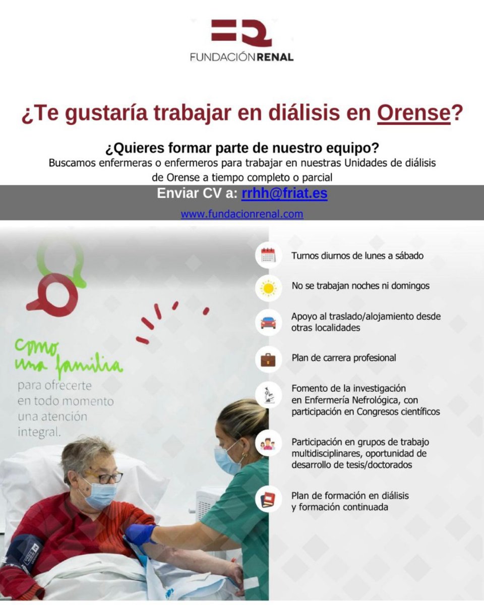 ⏯️¿Te gustaría trabajar en nuestro equipo como enfermera de #diálisis??

⏯️ ¡Anímate! ¡Te esperamos! 👇👇

#ComprometidosConLaSaludRenal