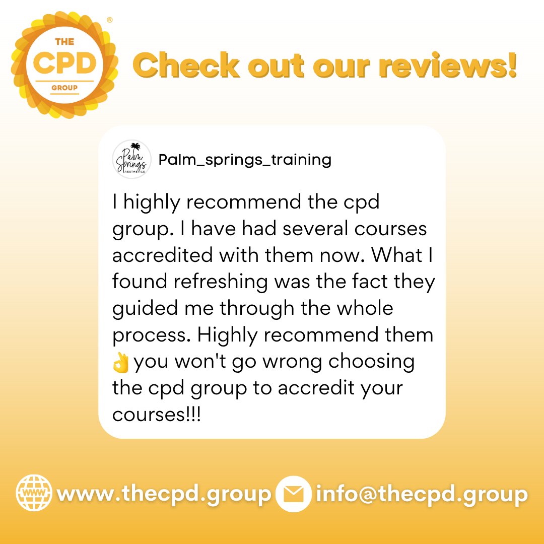CPDAccGroup's tweet photo. Big thanks to @palm_springs_training for this amazing review! We are so proud as a company to provide a service worthy of such kind words😊
#cpd #review #accreditationservice #cpdaccreditation #cpdreview #goodreview #goodservice #cpdprovider #cpdaccredited #accreditation #businessreview