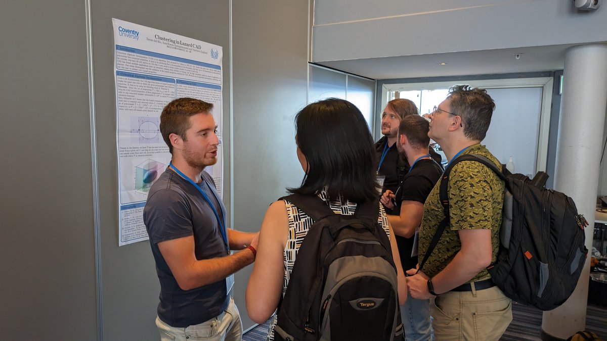 CovUni_CSM's tweet photo. 🎉Great News! Dr @matt_1845 &amp; PGR @TeresoDelRio
from CSM presented their poster on "Clustering in the Lazard Method for Cylindrical Algebraic Decomposition," co-authored with Post doc Amirhossein Sadeghi Manesh. The poster created by Tereso won the ISSAC 2023 Poster award!📷 👏 https://t.co/pcbXcNaGM7