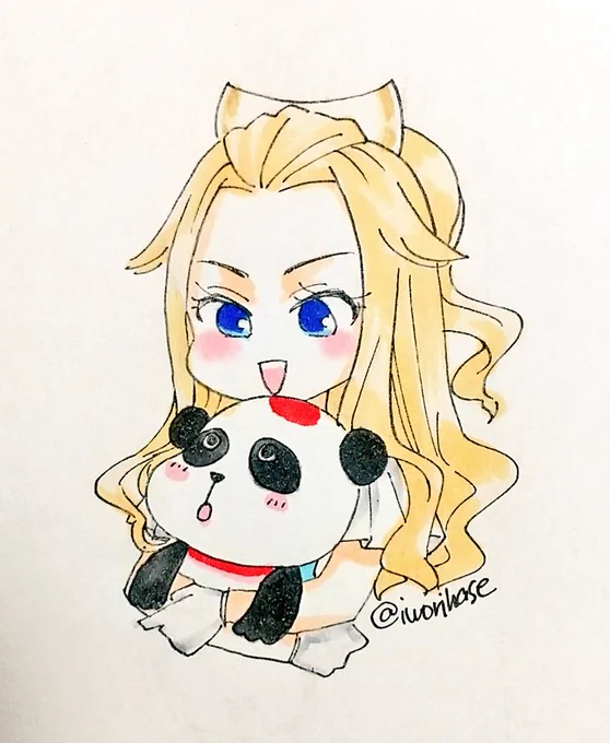 マリン様単体(パンダ付きだけど)で描いたのこれくらいしか思い出せなかったが、わりと気に入ってるのでハピバ再掲  #駅メモファンアート