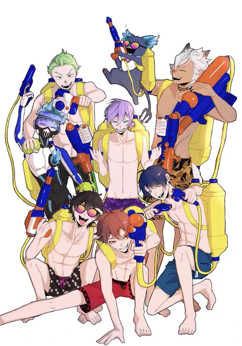 これは去年に描いた水遊びモードのいちねんせい 監督生くん顔あります!