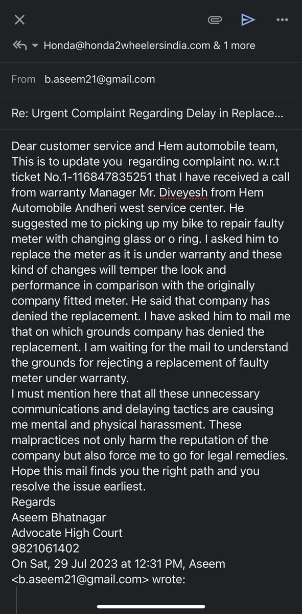 Aseem21B's tweet photo. @BigWingIndia I am updating my case on daily basis. Sending screenshot of today’s mail. https://t.co/GuOb6eJhR7